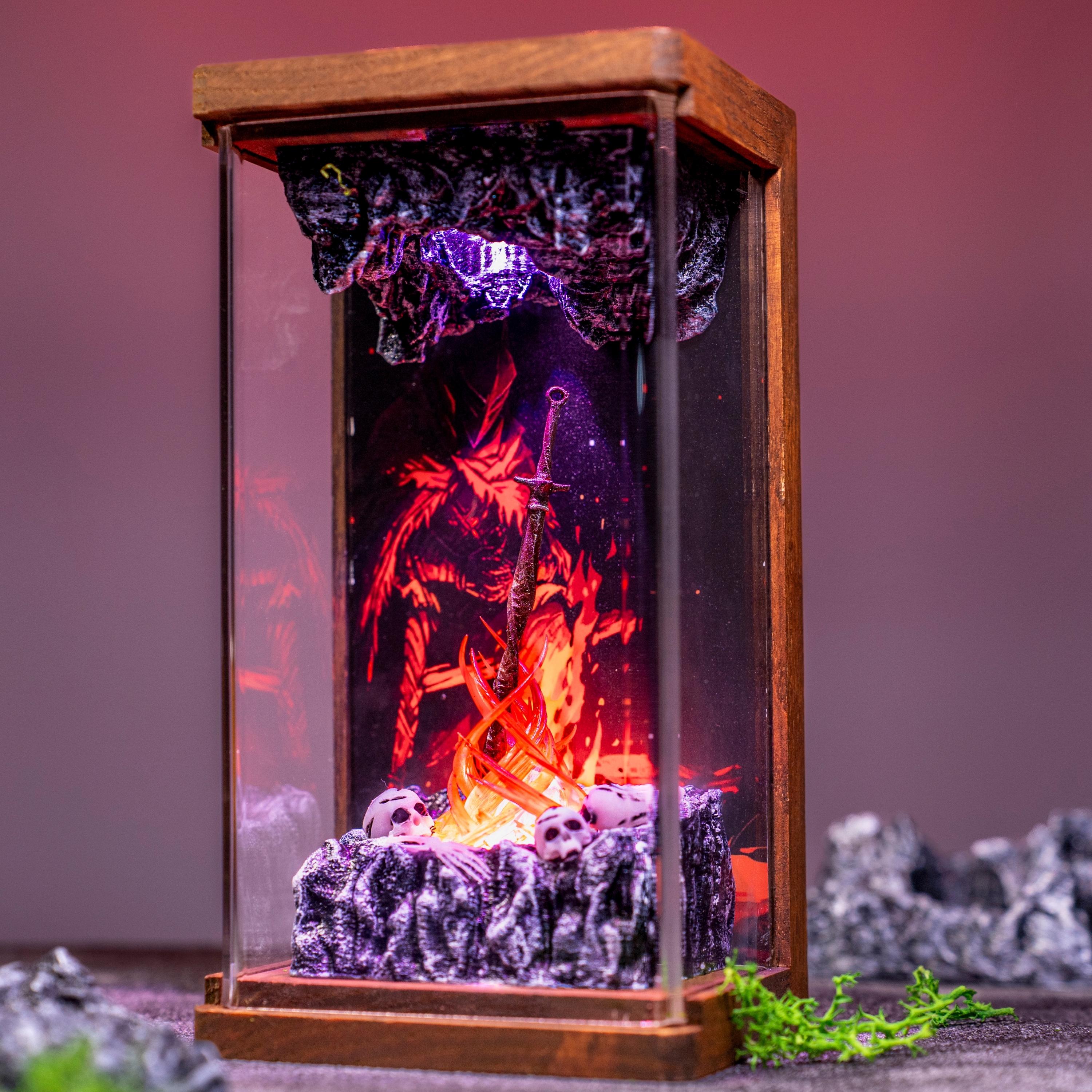 Dark Souls Coiled Sword Figurine – Bonfire Sword Replica night light, Fantasy Gaming Collectible Decor, gift for him, Frostmourne Lamp