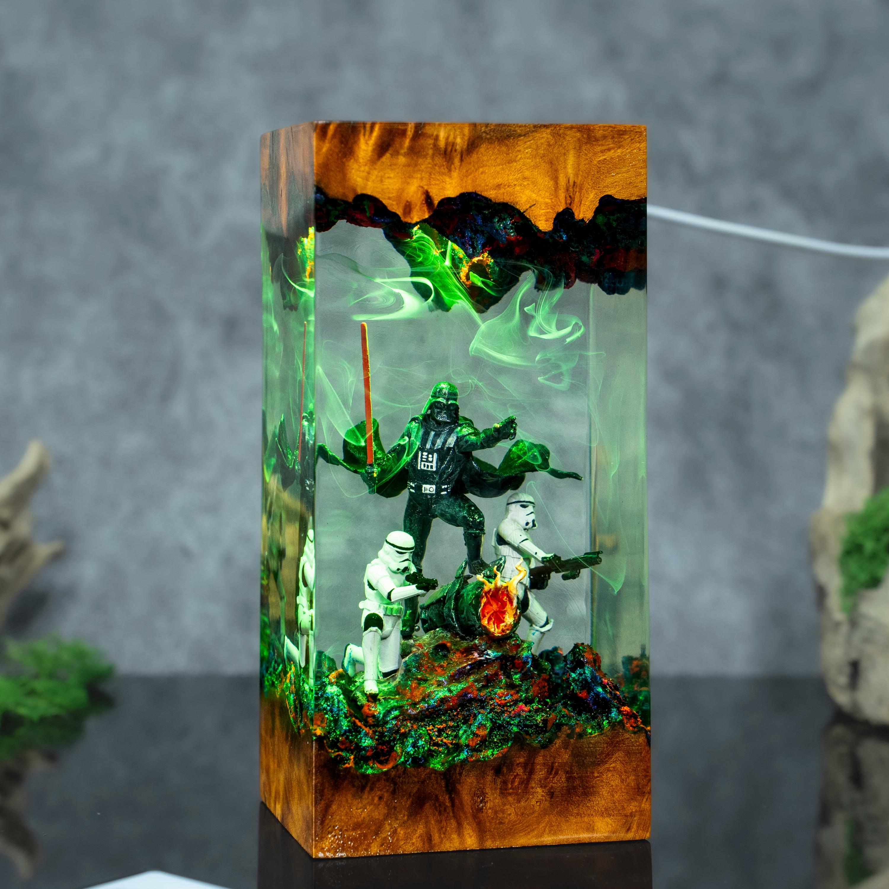 il_fullxfull.7986959567_44ls Darth vader diorama resin lamp, star war wall art for him, Sword lightsaber for gaming decor room
