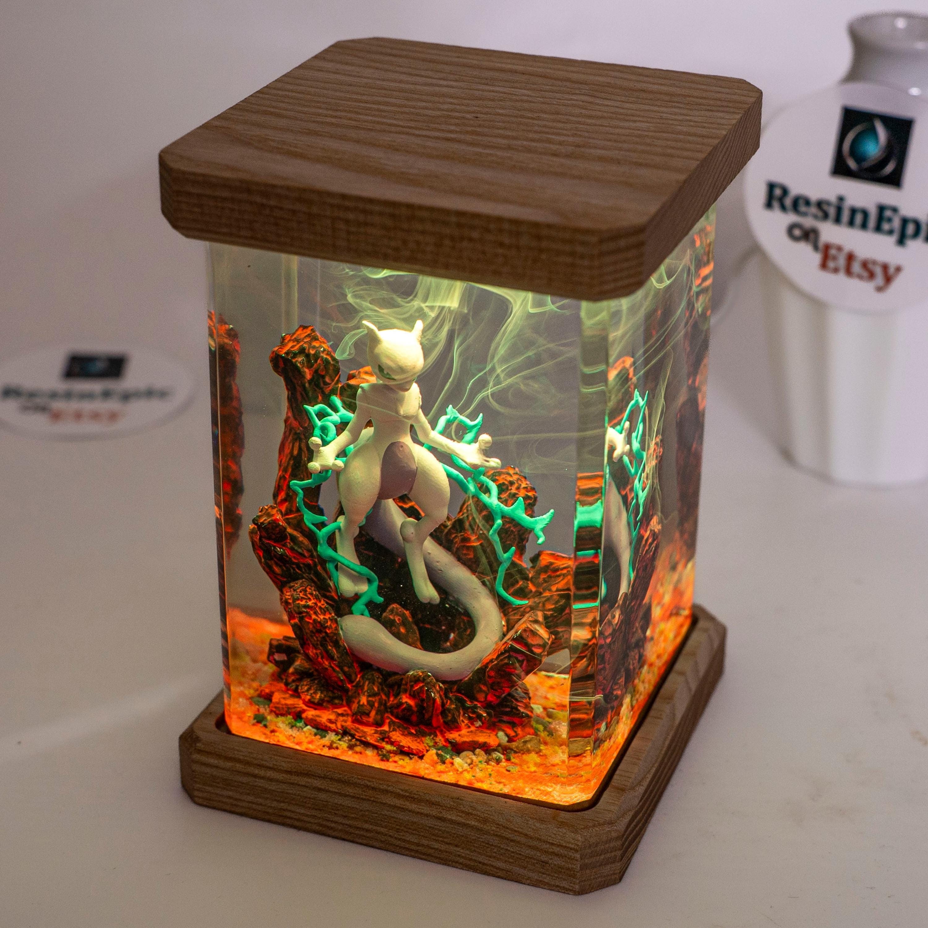 il_fullxfull.7417023538_2h7i Cute Fox-Inspired Resin Lamp – Handmade Cube Night Light, Fantasy Creature Scene, Kawaii Gift Decor, Bedroom & Playroom Decor