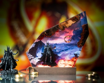 Ri.ng OT da.rk lo.rd  Resin Lamp - Sau.ron Resin night light, Volcano Lava Decor for Living Space, Unique Gift for men, diorama resin epoxy