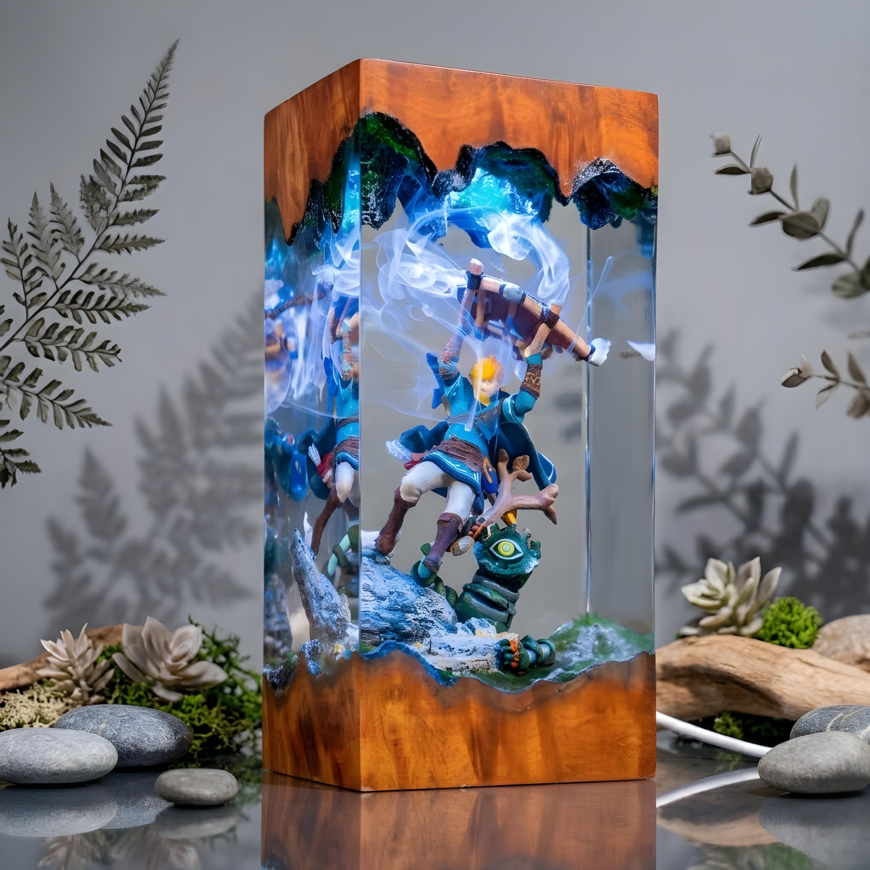 Master Sword Night Light with Silent Flower, Link Master Sword Resin Lamp, Legend of Zelda Night Light