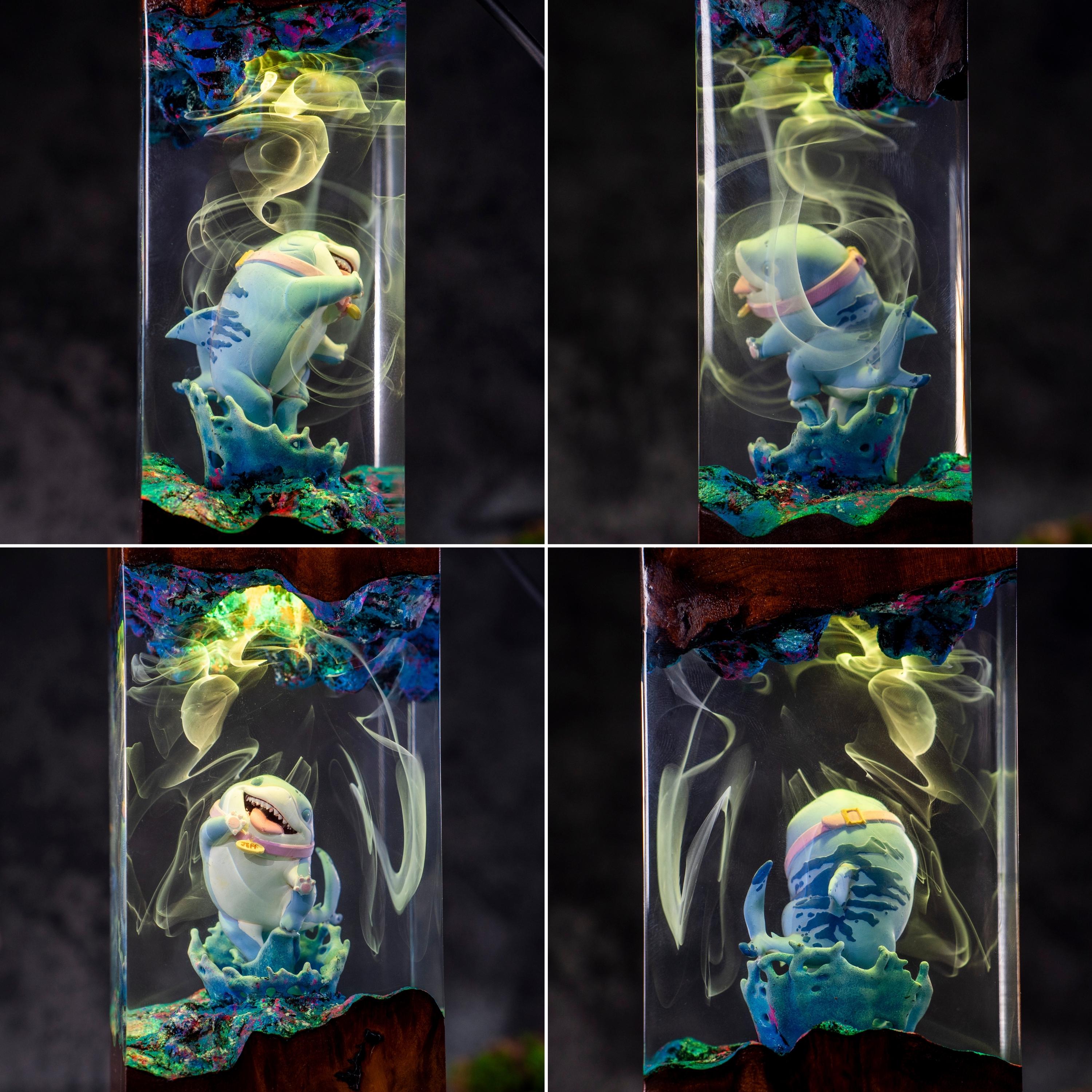 Batman Resin Lamp, DC Superhero Lamp, Unique Superhero Gift for him, DC Comic Epoxy Art Desk Decor Gift For Him, Jeff the Shark Resin Lamp