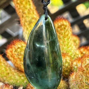 Feather River CA Nephrite Jade River Tumble Pendant Necklace