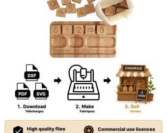 CNC DXF-svg-pdf File – Wooden Math Board – Montessori Math Learning