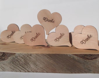 Herz Holz Holzherz aus Eukalyptus personalisiert Danke Tischnummer