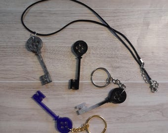 Handmade button key, button key keychain and necklace