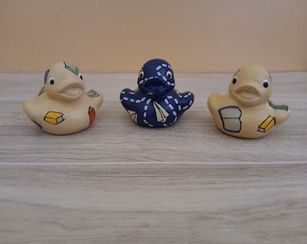 Hand Painted Book Themed Rubber Ducks: Reader Gift