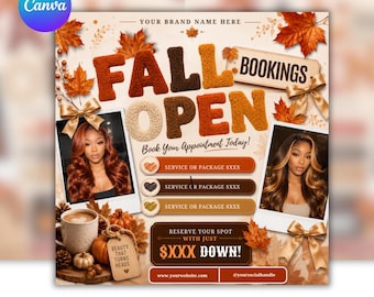 Fall Booking Flyer | Birthday Party Ticket | Halloween Party | Digital Gift Reveal | Canva Template | Instant Download