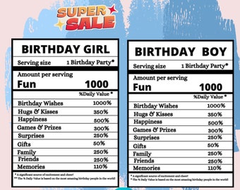 Birthday Nutrition Facts Chip Bag Template (Digital Download)