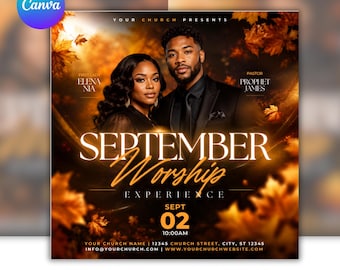 Fall Church Flyer | Autumn Revival Conference | Editable Event Poster | Religious Modern Design | Canva Template | Digital Download
