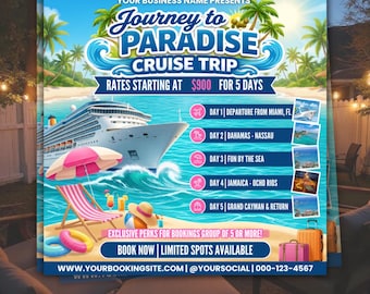 Cruise Trip Flyer Canva Template | Boat Party Invite | Cruise Party Flyer | Vacation Party Flyer | Beach Event Flyer | Instant Download