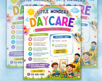 Editable Daycare Flyer Template ,Childcare Flyer,Daycare Marketing Flyer Canva Template ,Preschool Marketing