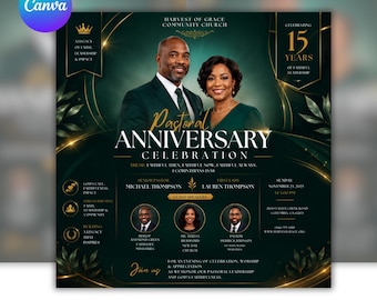 Pastoral Anniversary Flyer | Pastor Appreciation Flyer | Church Anniversary Program | Editable Template | Digital Download