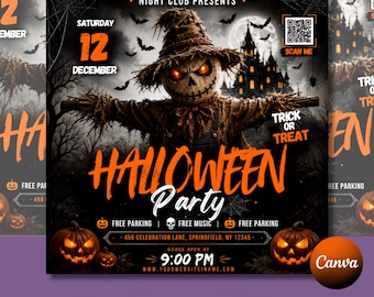 Halloween Party Flyer Template | Halloween Bash Flyer | Halloween Club Flyer | Spooky Canva Template | Instant Download | Digital Download