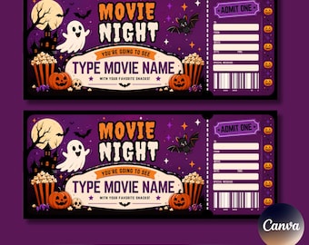Halloween Party Ticket Template | Printable Halloween Ticket | Halloween Event Invitation | Spooky Party | Canva Template | Instant Download