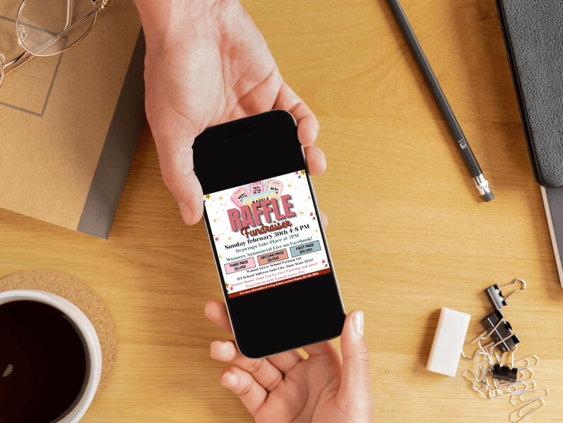 Android Phone For Raffle Editable Raffle Fundraiser Flyer Template, School Event Flyer Template ...
