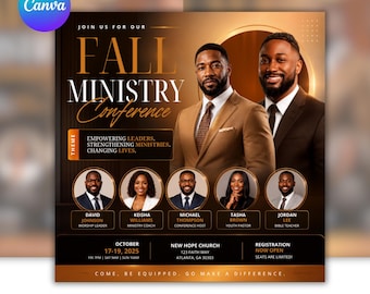 Fall Council Church Flyer | Harvest Service Flyer | Autumn Church Flyer | Editable Event Poster | Canva Template | Digital Download
