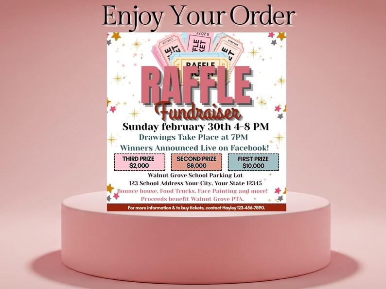 Including Raffle Editable Raffle Fundraiser Flyer Template, School Event Flyer Template ...