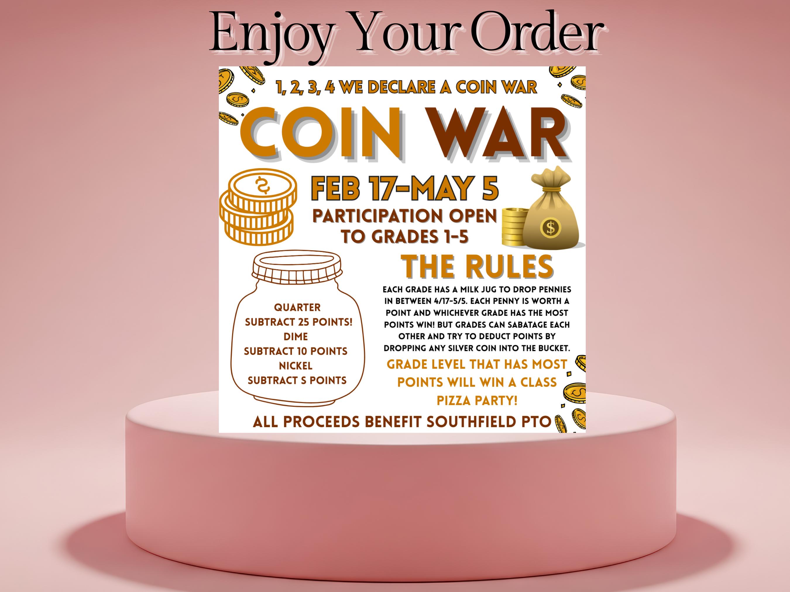 Editable Coin Editable Coin War Flyer Canva Template, School Penny Drive Fundraiser ...