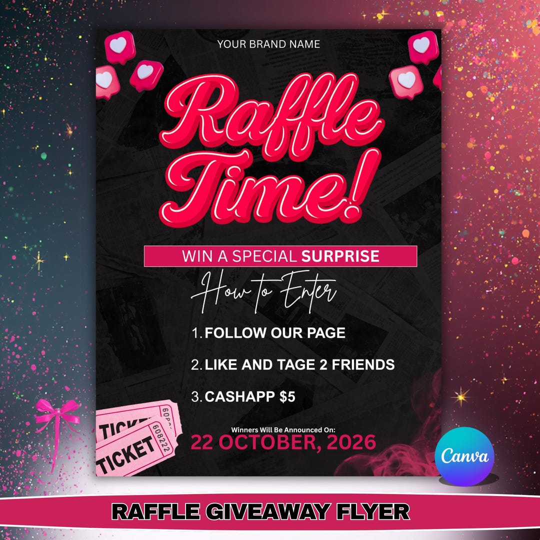 Weekly Raffle Promotion Raffle Giveaway Flyer Canva Template, Social Media Contest Flyer ...