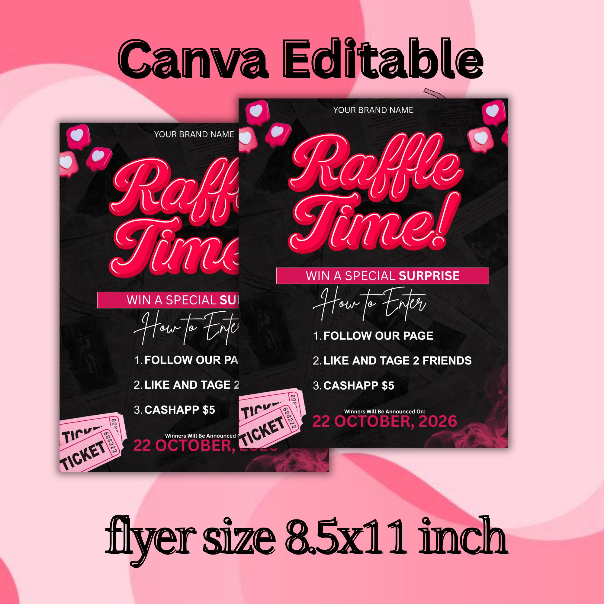 Raffle Giveaway Flyer Canva Template, Social Media Contest Flyer ...