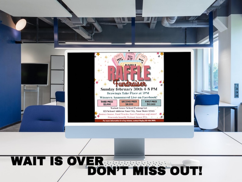Editable Raffle Fundraiser Flyer Template, School Event Flyer Template ...
