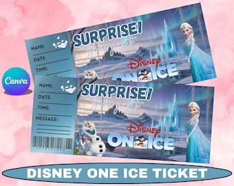 Editable Disney on Ice Show Ticket, Printable Birthday or Christmas Gift For Kids, Surprise Event Reveal Gift Template, Digital Download