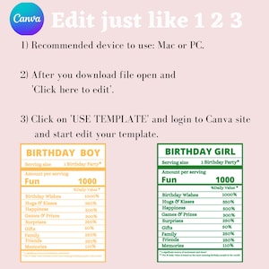 May include: A printable birthday party checklist with a green and yellow color scheme. The checklist is titled "Birthday Boy" and "Birthday Girl" and includes a list of fun activities with a percentage value for each activity. The checklist includes activities like birthday wishes, hugs and kisses, happiness, games and prizes, surprises, gifts, family, friends, and memories.