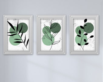 Sage Green Gallery Wall Art Set, Printable Wall Art, Instant Download, Mid Century Modern, Sage Green Color Prints, Sage Green Wall Art