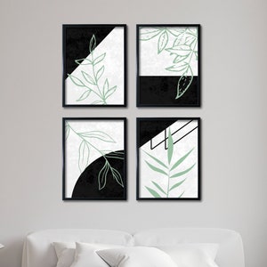 Sage Green Minimal Wall Art Set, Printable Wall Art, Instant Download, Mid Century Modern, Boho Gallery Art, Minimal Botanic Wall Art
