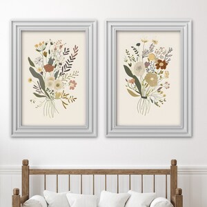 Set of 2 Wildflower Prints - Floral Instant Art - Printable Art - Line art - Floral Wall Art - Botanical Print - INSTANT DOWNLOAD - Flower