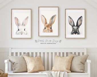 Rustic Bunny Prints Set: Vintage Easter Wall Art (Digital Download)