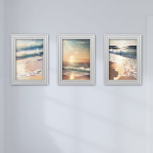 Coastal Print Set of 3, Coastal Wall Decor, Beach Wall Decor, Beach Painting Set, Wall Art Set of 3, Printable Beach Wall Art, Digital Print