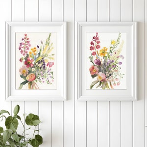 Set of 2 Wildflower Prints - Floral Instant Art - Printable Art - Line art - Floral Wall Art - Botanical Print - INSTANT DOWNLOAD - Flower