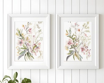 Set of 2 Wildflower Prints - Floral Instant Art - Printable Art - Line art - Floral Wall Art - Botanical Print - INSTANT DOWNLOAD - Flower