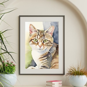 Tabby Cat Watercolor Art Print (Digital Download)
