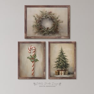Gallery Wall Prints SET Christmas Printable Art Gallery Wall Rustic Xmas Collage Wall Art Vintage Christmas Style Art Set of 3 Xmas Prints