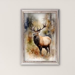 Watercolor Elk Print: Forest Animal Wall Art (Digital Download)