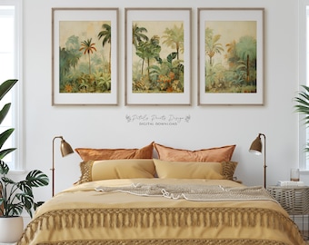 Conjunto de estampas vintage da selva: painel decorativo de palmeira (download digital)