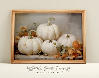 Pumpkin Still Life Painting: Rustic Autumn Wall Art (Digital Download)