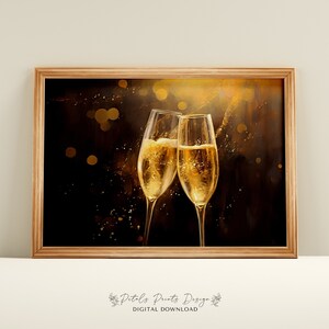 New Year&#39;s Eve Champagne Toast Print: 2024 NYE Wall Art (Digital Download)