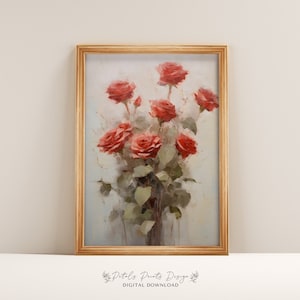 Día de San Valentín rosas rojas imprimir San Valentín arte imprimible San Valentín pared arte acuarela San Valentín impresiones románticas rosas rojas cartel signo