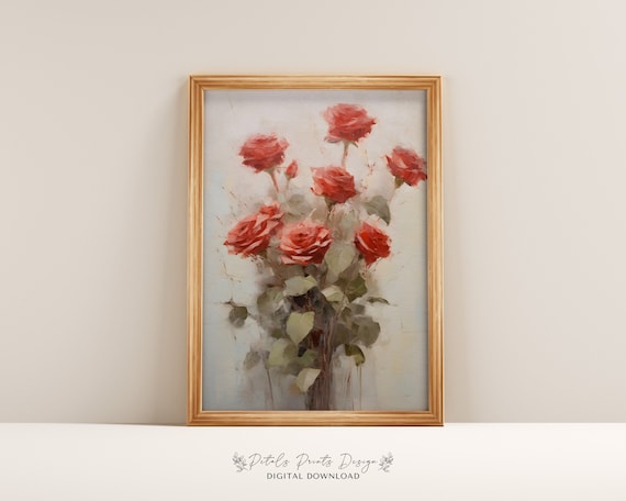 Red Roses Watercolor Valentine's Day Print (Digital Download)