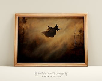 Vintage Witch Halloween Art: Rustic Witchy Decor (Digital Download)