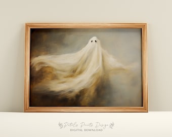 Vintage Ghost Painting: Rustic Halloween Wall Art (Digital Download)