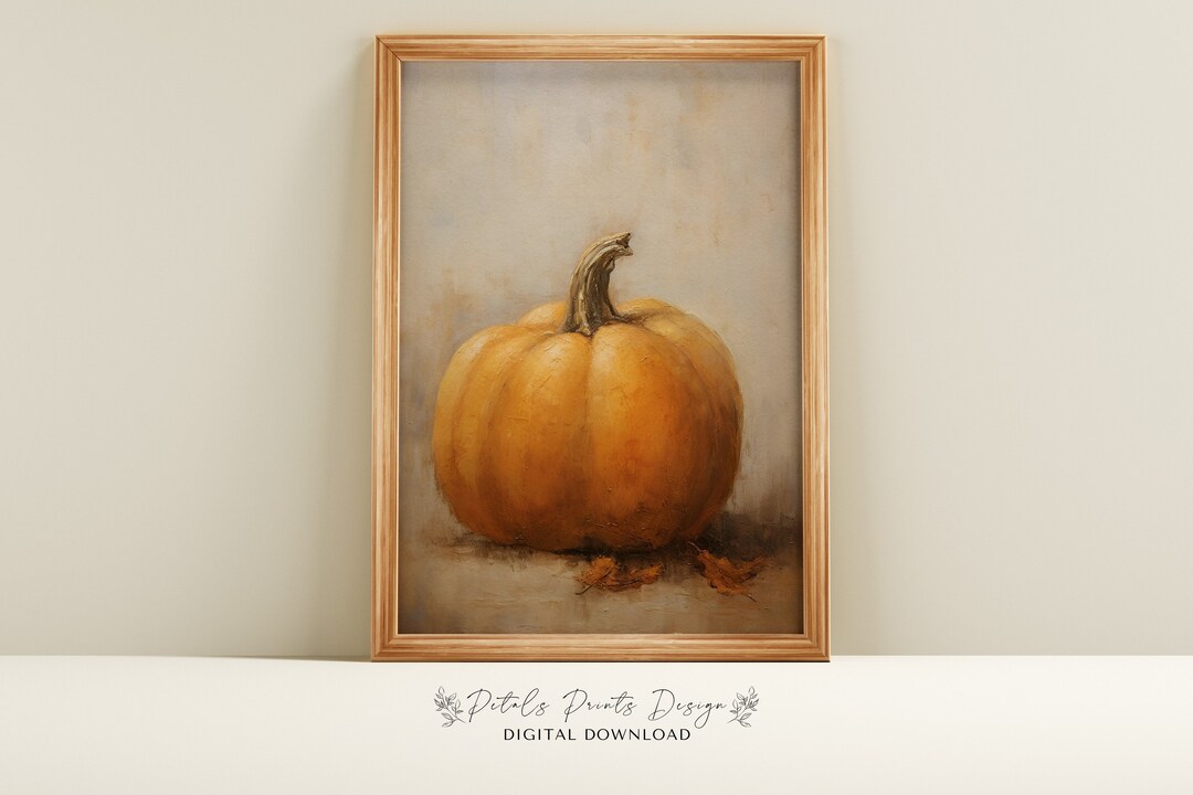 Fall Wall Decor Printable Pumpkin Still Life Painting, Rustic Fall Art ...