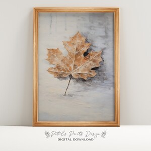 Christmas Wall Decor Printable Snowy Leaf StillLife Painting, Rustic Christmas Art, Printable Xmas Decor-Print, Vintage Xmas WinterPrint