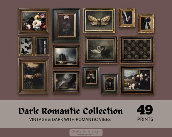 Dark Romantic Gothic Art Prints Collection - Moody Victorian Wall Gallery SET (Digital Download)