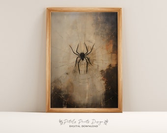 Vintage Spinnenbild: Rustikales Halloween Wandbild (Digitaler Download)