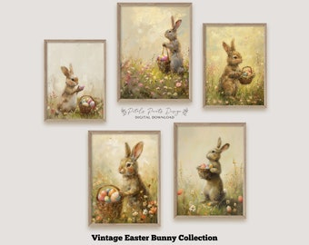 Vintage Easter Bunny Prints: Spring Gallery Wall Art (Digital Download)